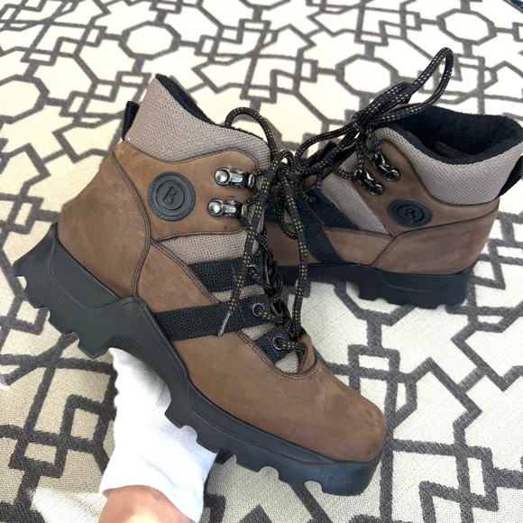 Bogner Shoes - Bogner Square Toe Hiking Ski Boots Brown Nubuck Suede Textile Rubber Sole Sz 40